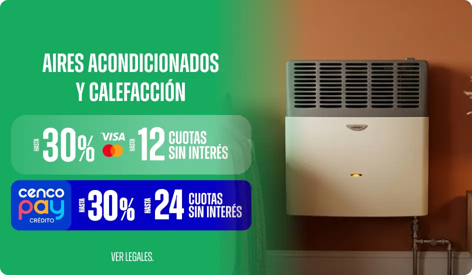 Hasta 30%  en Calefacción y Aires 