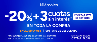 20% + 3 CSI en Toda la compra