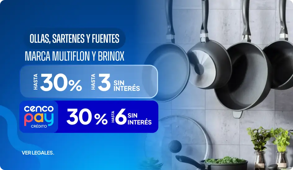 Hasta 30% en ollas, sartenes y mas 