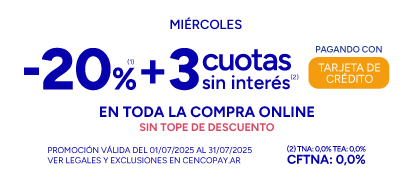 20% + 3 CSI en Toda la compra online