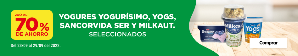 2do al 70% en yogures Yogurisimo, Yogs, SancorVida, Ser y Milkaut seleccionados