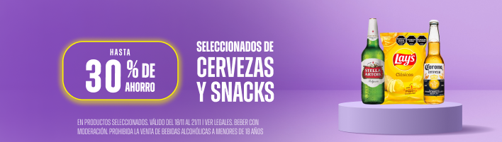 Hasta 30% en Cervezas y Snacks