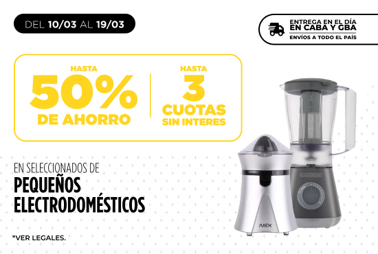 Ofertas que Arden | Hasta 50% en Pequeños Electros - 3 cuotas sin interés