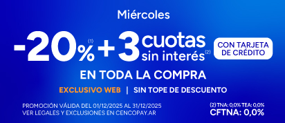 20% + 3 CSI en Toda la compra