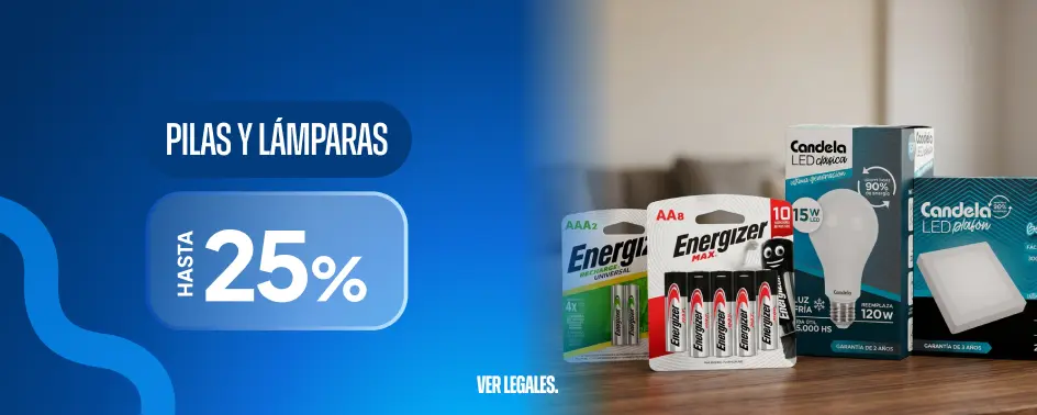 Hasta 25% en Pilas y Lámparas 