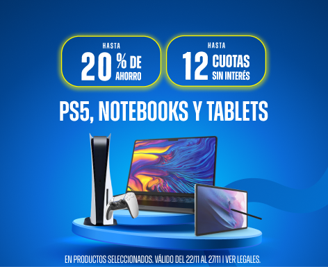 20% y 12 CSI en PS5, Notebooks y Tablets